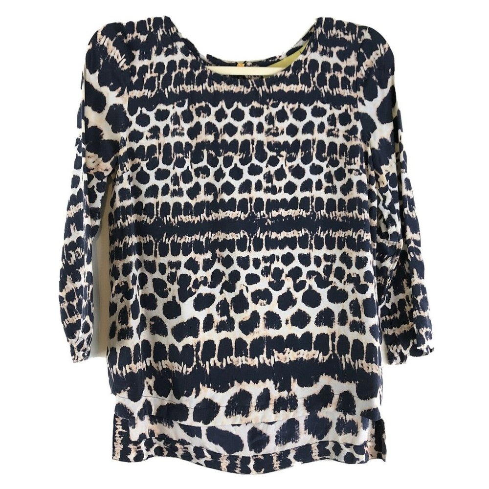 Maeve Anthropologie 100% Silk Leopard Print Top